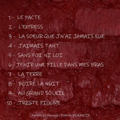 Pochette album "LE PACTE" Fabrice Beauvoir - verso